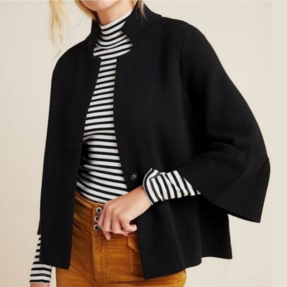 ANTHROPOLOGIE Blaise Mock Neck Knit Sweater Blazer